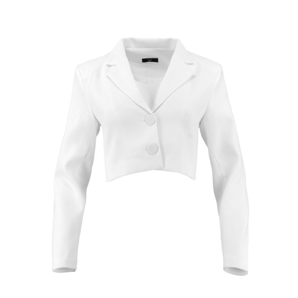 White Summer Blend Cropped Blazer - Picture 3 of 5